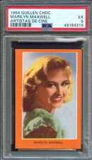 1954 Guillen Chocolates Trade Card MARILYN MAXWELL Actress CLARINDA Iowa PSA 5