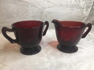 Juego de azúcar y crema de vidrio Red Depression - Imagen 1 de 4