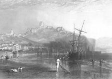 NORTH YORKSHIRE SCARBOROUGH CASTLE SHIP BOAT SEA COAST, 1875 Art Print Engraving