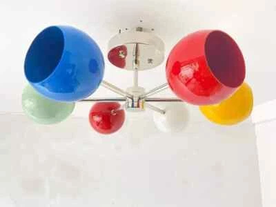 Lampadario Sputnik - lampadario semi incasso - apparecchio in ottone metà secolo - Immagine 1 di 4