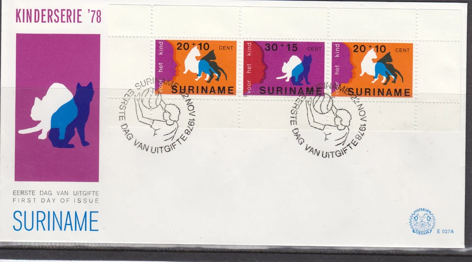 Surinam - Suriname Issue FDC 1978 (27A) Cats - Image 1 of 1