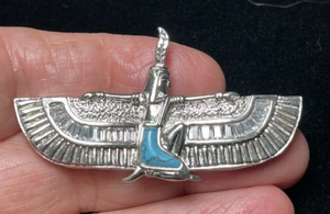 925 Sterling Silber Handarbeit geflügelter Isis Anhänger aus Ägypten - Bild 1 von 8