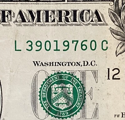 March 9, 1976 Birthday Note Fancy Serial Number $1 Dollar Bill - Image 1 of 4