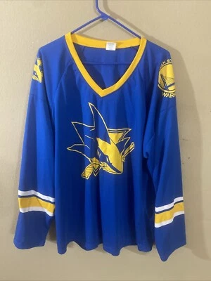Golden State Warriors San Jose Sharks Mashup Hockey Jersey SIZE XL 2017 SGA — 第 1/4 张图片