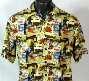 Hilo Hattie Waikiki Print Aloha Hawaiian Camp Resort Hemd Herren Gr. M Knopfleiste - Bild 1 von 7