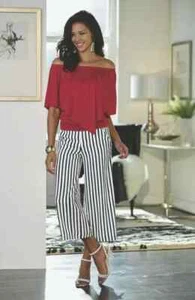 Gr. 16 gestreifte Gauchos Hose von Midnight Velvet Company neu - Bild 1 von 2