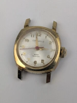 Vintage Bulova Caravelle Watch Women Gold Tone Silver DIal 21mm Manual Wind Runs - Image 1 of 4
