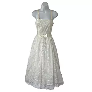 Vintage 80er Lanz Original Spitzenkleid wadenlang Träger Brautmutter S 10 - Bild 1 von 24