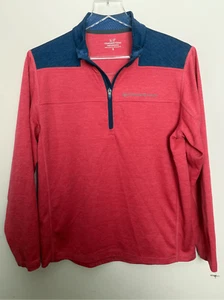 Vineyard Vines Shirt Boys XL/18 Red Blue Performance 1/4 Zip Sankaty Golf Whale - Picture 1 of 3