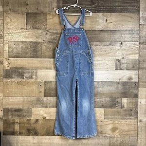 Vintage Arizona Jean Co Youth Girls Clothes SZ 6X Denim Jean Overalls Embroider - Picture 1 of 13