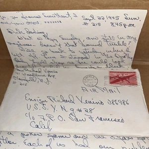Post WWII 1945 Navy Wife Love Letter to USS Nutmeg Ensign on Menstrual Cycle - Picture 1 of 2