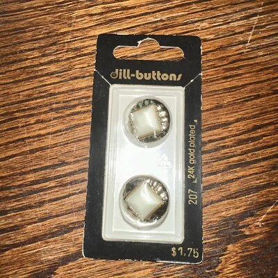 New Vintage Dill Buttons 2 Pk 24K Gold Plated #207  11/16 18 MM Made in Germany - Image 1 of 3