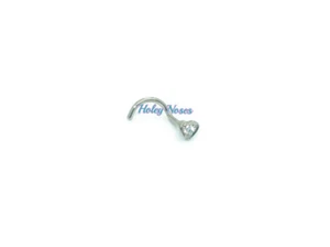18ct White Gold 0.01ct Diamond Heart Nose Stud Pin Bone Ring body jewellery - Picture 1 of 5