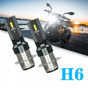 2x Motorcycle Parts Motorbike Lights 6000K White LED Headlight Bulb Lamps H6 H6M - Picture 1 of 12