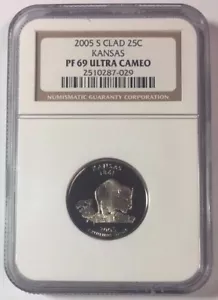 2005 S Kansas State Quarter Clad PF 69 Ultra Cameo SKU#8035 - Picture 1 of 2