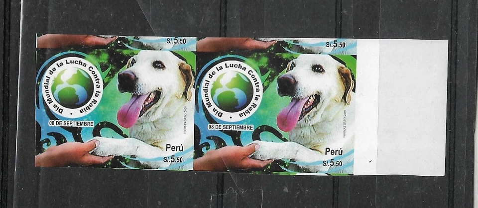 Perros Perú 2009 Imperf. PAR de estampillas MNH - solo 100 emitidas Foto 1 de 1