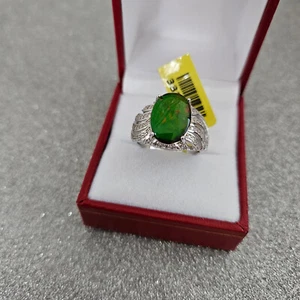 AA Canadian Ammolite & Zircon ring in Platinum over Sterling silver O - Picture 1 of 4