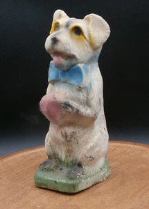 Antique Chalkware Terrier Dog Figurine Statue "SITTING UP" Carnival Prize 8" T - Picture 1 of 13