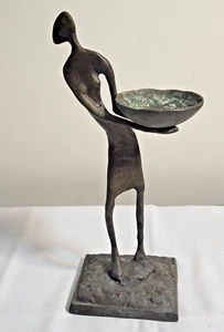 Bronze Figur Halteschale 12" Handarbeit Skulptur Vintage - Bild 1 von 13