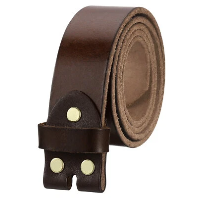 Hombres Cuero Cinturón Correa sin Hebilla Cabeza 1.5" Ancho (110cm Claro Marrón) - Imagen 1 de 4