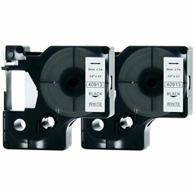 Paquete de 2 cintas de etiquetas 40913 negras/blancas para DYMO D1 LabelManager 210D 450 260P Foto 1 de 3