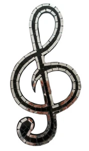 Hand Made Mosaic Music Treble Clef Note Symbols Wall Art Mirror Plaque 27 cm new - Picture 1 of 3
