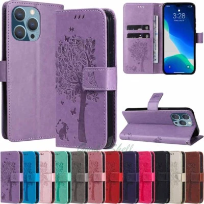 For iPhone 14 13 12 11 XS XR SE 6s 7 8 Plus Wallet Card Slot Leather Case Cover - Image 1 of 4
