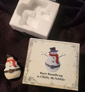 NEU Boyd's Bear Schatzkiste #392165 Burt Bundlecup Chilly McNibble 2006 Schneemann - Bild 1 von 14