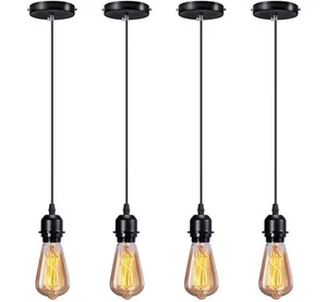Industrial Mini Pendant Light Kit E26 E27 Base Edison Vintage Style Black Cor... - Picture 1 of 7