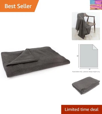 Luxurious Grey Wool Military Blanket - Fire Retardant, 62" x 80" for Comfort - Image 1 of 4