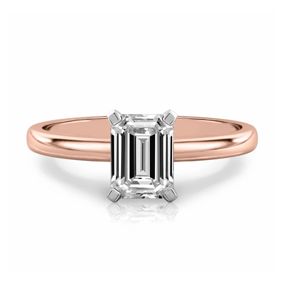 Mehrfarbiger Gold Diamant Ring IGI GIA Lab Grown Smaragdschliff 1 Karat... - Bild 1 von 4