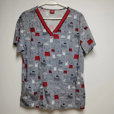Dickies Womens scrub set Dog print Top and grey Pants (petite) large - Image 1 of 4