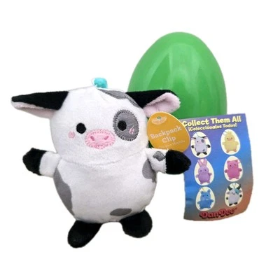 Dan Dee Mystery Egg 4" COW Farm Animal Easter Bag Clip Plush W/Green Egg Capsule - Image 1 of 4