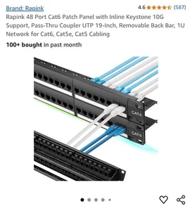 Panneau de brassage réseau Ethernet Cat6 vitesses 10G avec clés de passage - Photo 1/10