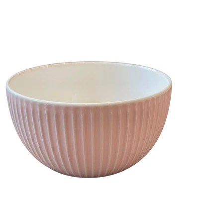 Rachel Zoe Pink Salad Bowls 6in Fluted Ceramic Set of 3 NEW - Image 1 of 4