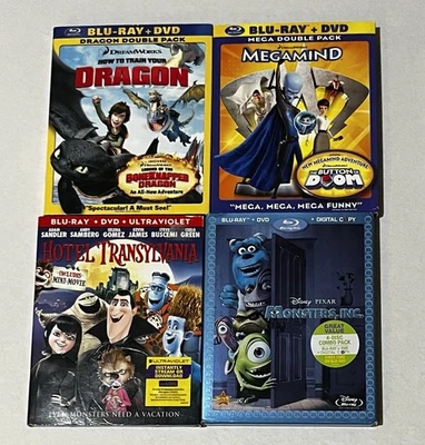 4 Animated Films For The Whole Family DVD Blu Ray Combos W/Slipcovers 10 Discs - Imagem 1 de 4