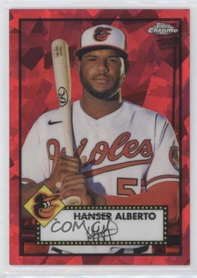 2021 Topps Chrome Platinum Anniversary Red Atomic Refractor /100 Hanser Alberto - Image 1 of 2
