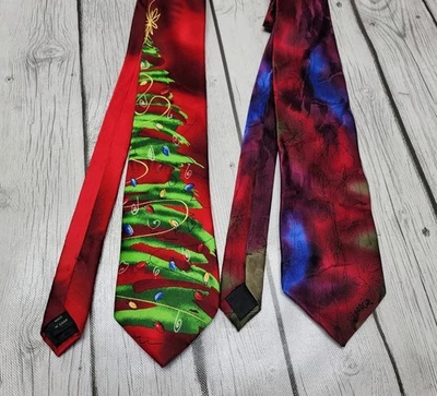 Jerry J. Garcia Corbata de Seda Navidad Edición Limitada Árbol Verde Lote de 2 Foto 1 de 4