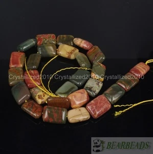 Natürlicher Picasso Jaspis Edelstein 10 mm x 14 mm Rechteckig Zwischenring Lose Perlen 15 Zoll - Bild 1 von 6