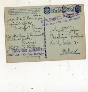  FRANCHIGIA  4° REGG..BERSAGLIERI  XXXI  BTG. 12° CPG. MITRAGLIERI PM  86 5-9-42 - Imagen 1 de 1