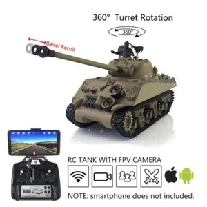 Henglong 1/16 7.0 RC RTR BB IR Battle Tank M4A3 Sherman FPV 360° Barrel Recoil - Picture 1 of 4