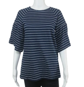 Chaps Damen-T-Shirt blau-weiß gestreift 3/4 Glockenärmel Größe Small Top - Bild 1 von 3
