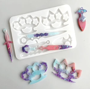 Moule silicone création poings américains en résine epoxy bijoux création - Imagen 1 de 4