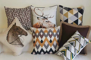 Vintage Chocolate Yellow Home Decor Cotton CUSHION COVERS THROW PILLOW CASE 18" - Picture 1 of 9