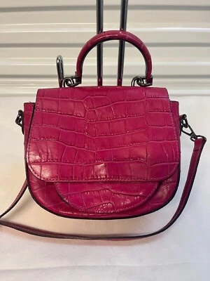 Vera Pelle Genuine Italian Leather Top handle Pink Purse with Crossbody Strap - Image 1 of 4