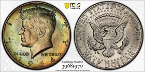 1964 D Kennedy Half Dollar PCGS MS66 Emerald Gold Glow Rare Color - Picture 1 of 3