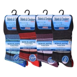 Mens Socks Cotton Non Elastic Size 9-11 Soft Loose Top Diabetic Pack of 3,6,9,12 - Picture 1 of 10