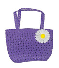 Girls Tea Party Dress Up Purple Straw Purse Daisy Flower Accent