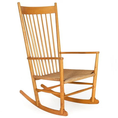 Vintage Beechwood Rocking Chair Model J16 by Hans Wegner, circa 1973 Cover