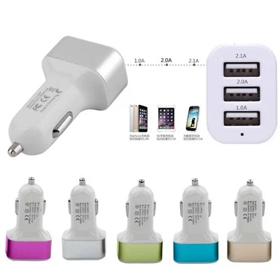 Adaptador de cargador de coche encendedor de cigarrillos automático USB de 3 puertos para iPhone 3GS 4G 4S 5 5s Foto 1 de 4